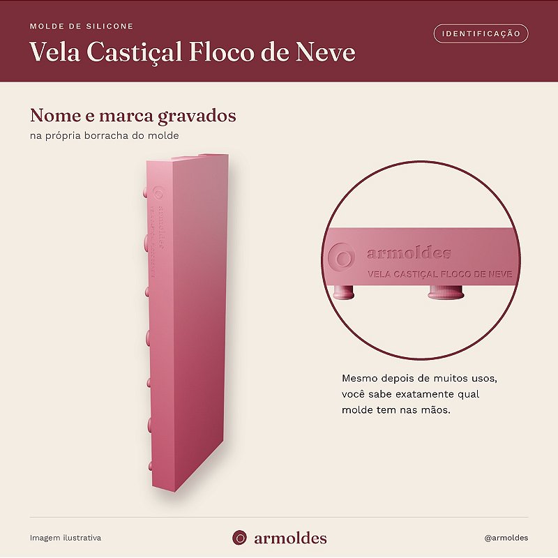 Molde de Silicone Vela Castiçal Floco de Neve