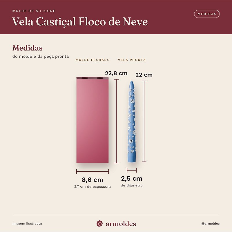 Molde de Silicone Vela Castiçal Floco de Neve