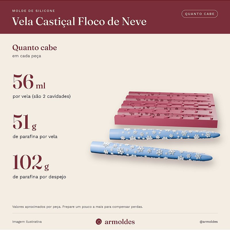 Molde de Silicone Vela Castiçal Floco de Neve