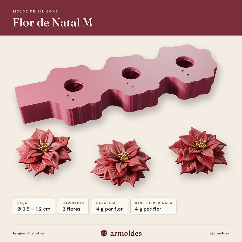 Molde de Silicone Flor de Natal M