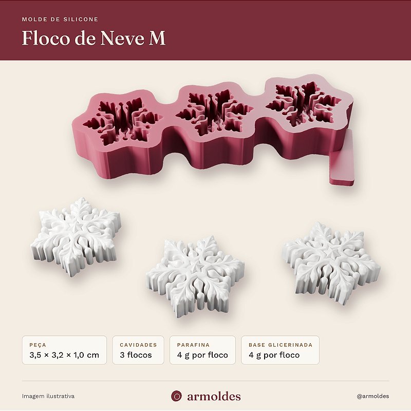 Molde de Silicone Floco de Neve M