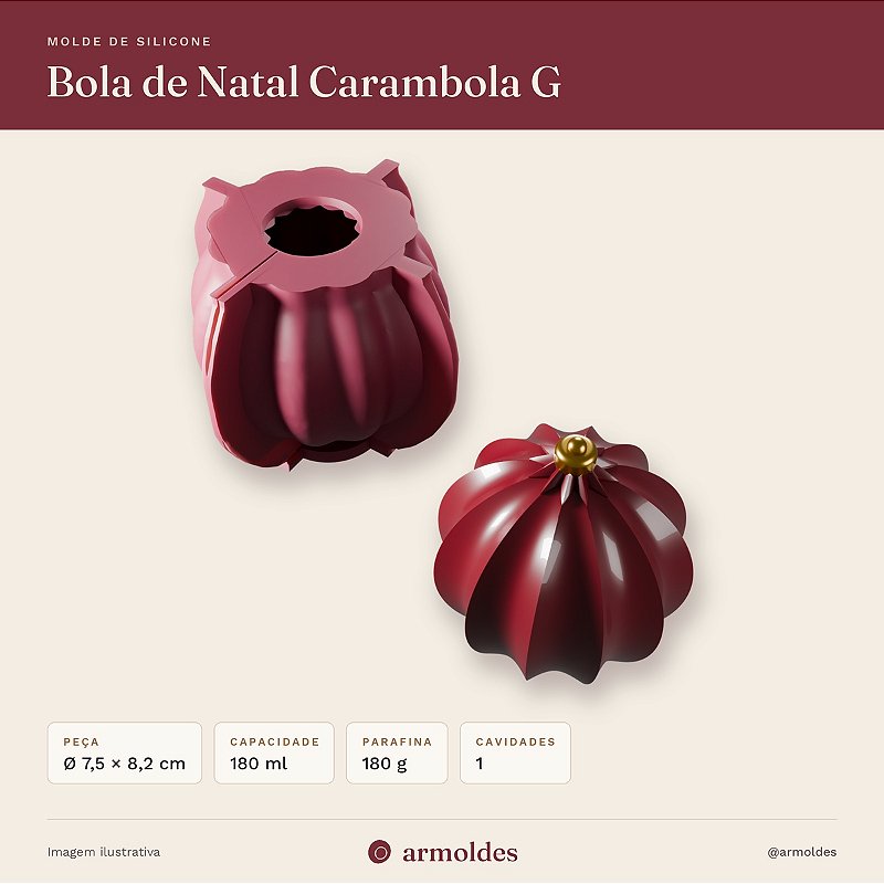 Molde de Silicone Bola de Natal Carambola G