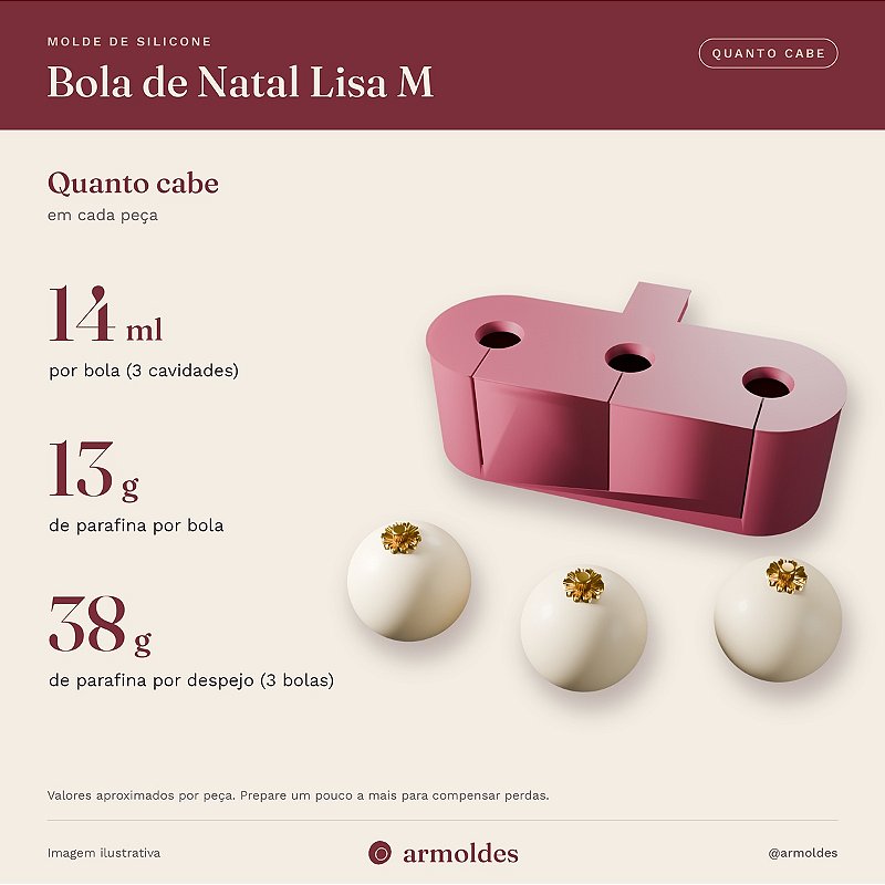 Molde de Silicone Bola de Natal Lisa M – 3 Bolinhas