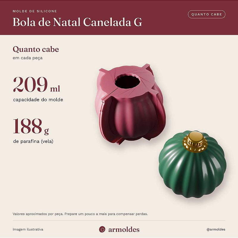 Molde de Silicone Bola de Natal Canelada G