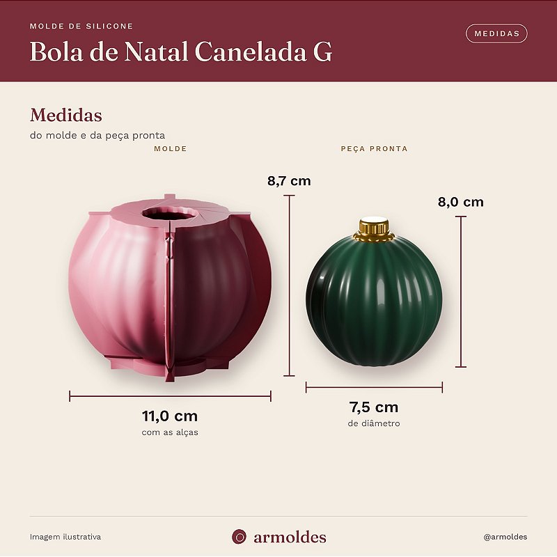 Molde de Silicone Bola de Natal Canelada G