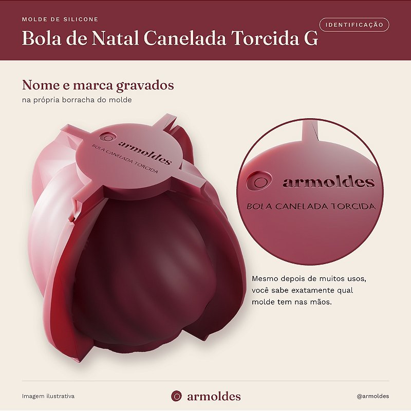 Molde de Silicone Bola de Natal Canelada Torcida G