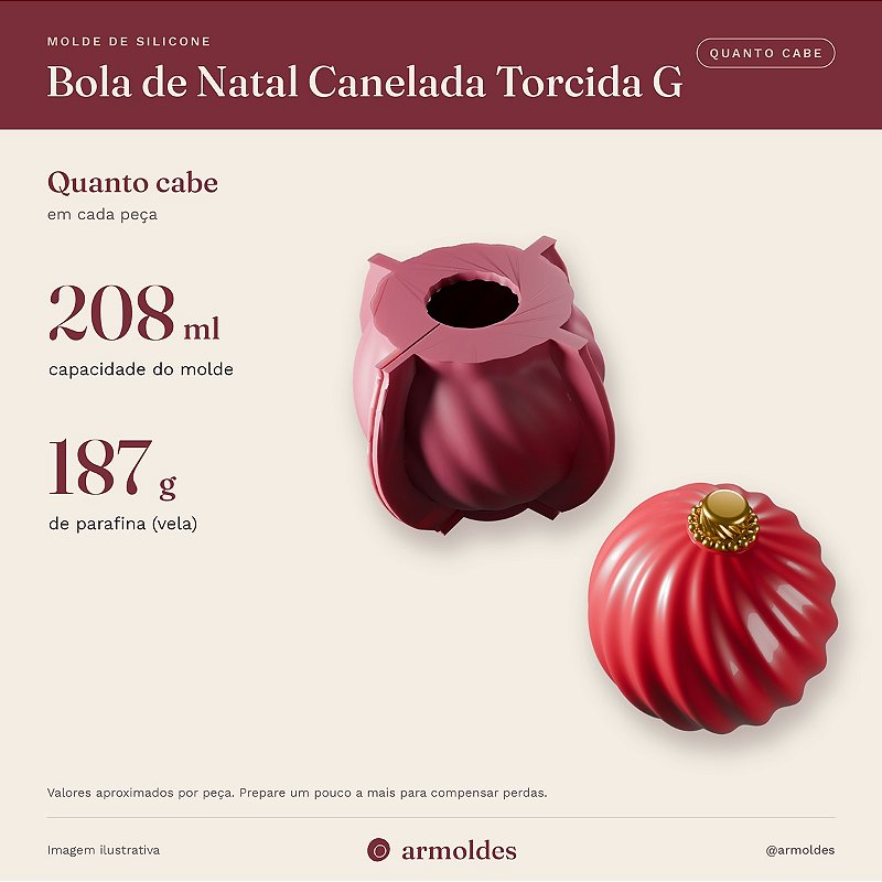Molde de Silicone Bola de Natal Canelada Torcida G