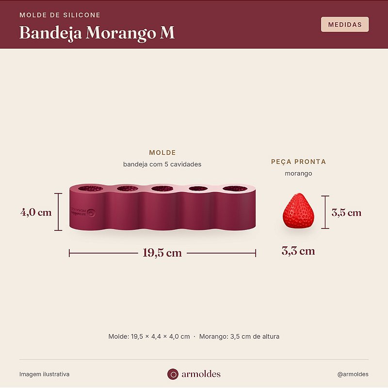 Molde de Silicone Bandeja Morango M