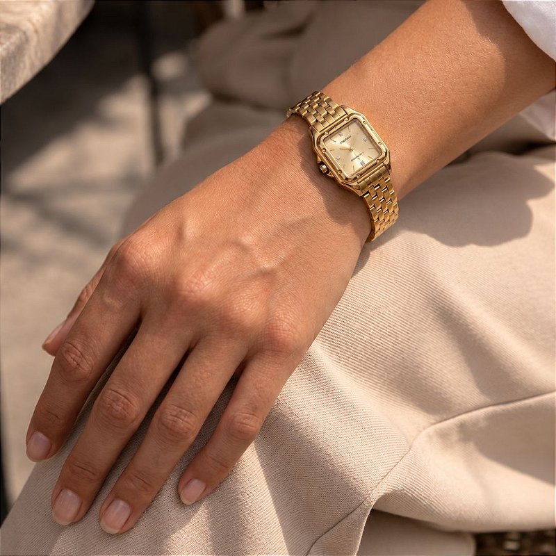 RELÓGIO PULSO MONDAINE FEMININO CAIXA METAL PU AÇO