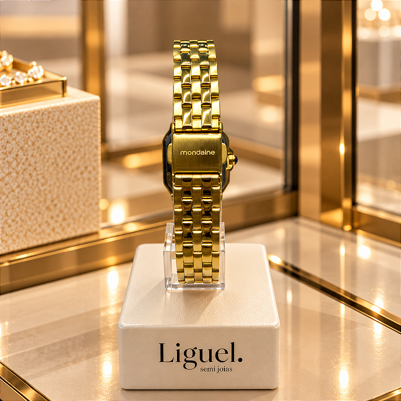 RELÓGIO PULSO MONDAINE FEMININO CAIXA METAL PU AÇO