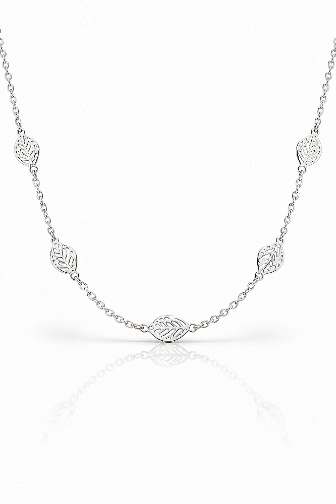 Colar Folhas Elegance em Semi Joia Prata