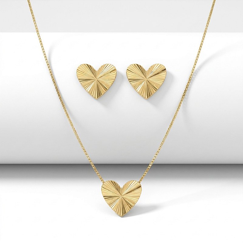 Conjunto Coração Radiante Dourado