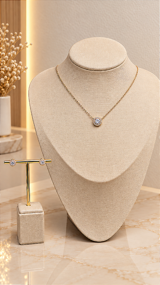Conjunto Elegance Cristal Colar e Brincos