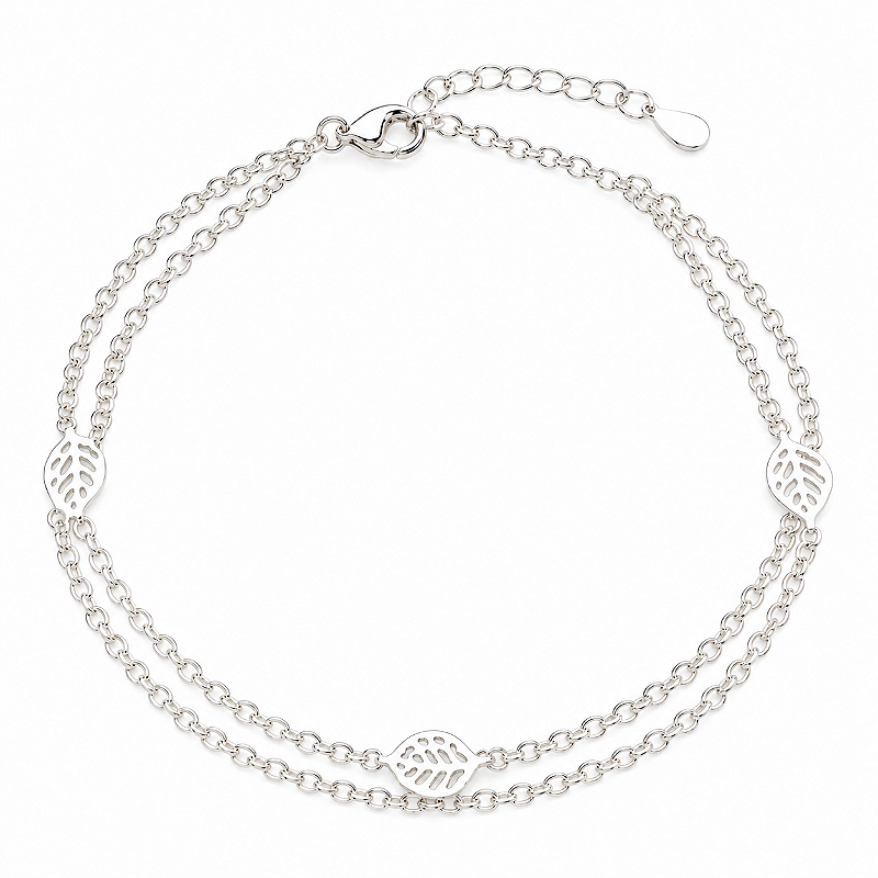 Pulseira Dupla Folhagem Prata Liguel