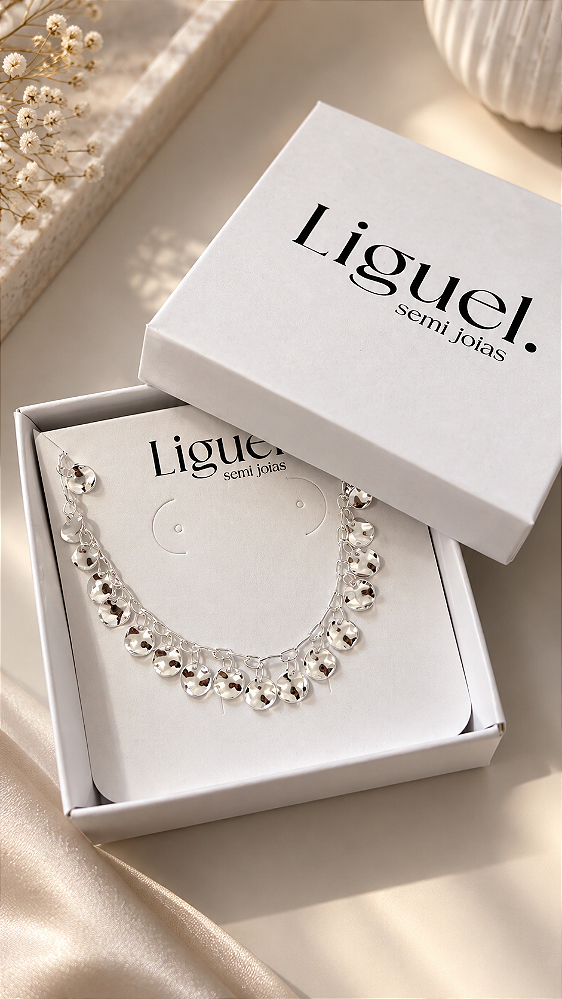 Pulseira Prata Medalhinhas Orgânicas Liguel