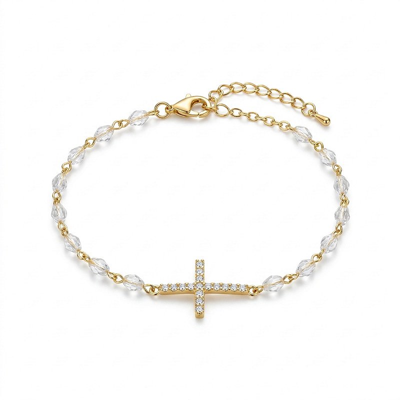 Pulseira Cruz de Luz com cristais delicados
