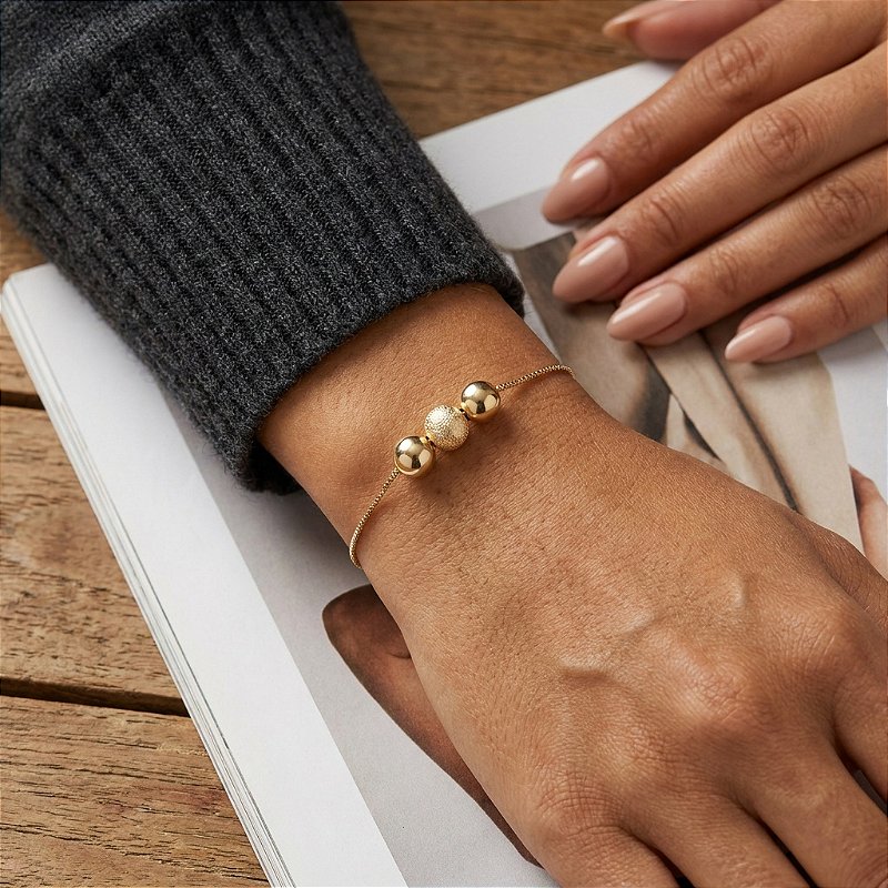 Pulseira Esferas Lumière Dourada Feminina