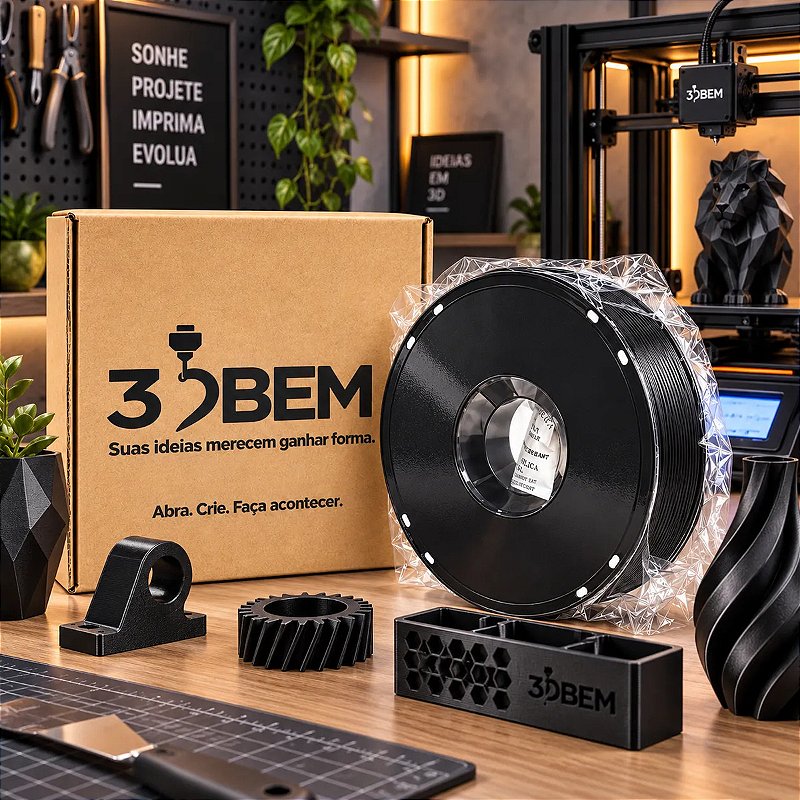 Filamento PETG Preto 3DBem 1kg 1,75mm Levemente Brilhante