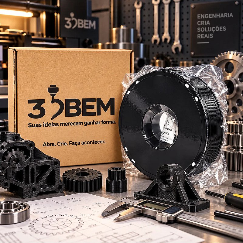 Filamento PETG Preto 3DBem 1kg 1,75mm Levemente Brilhante