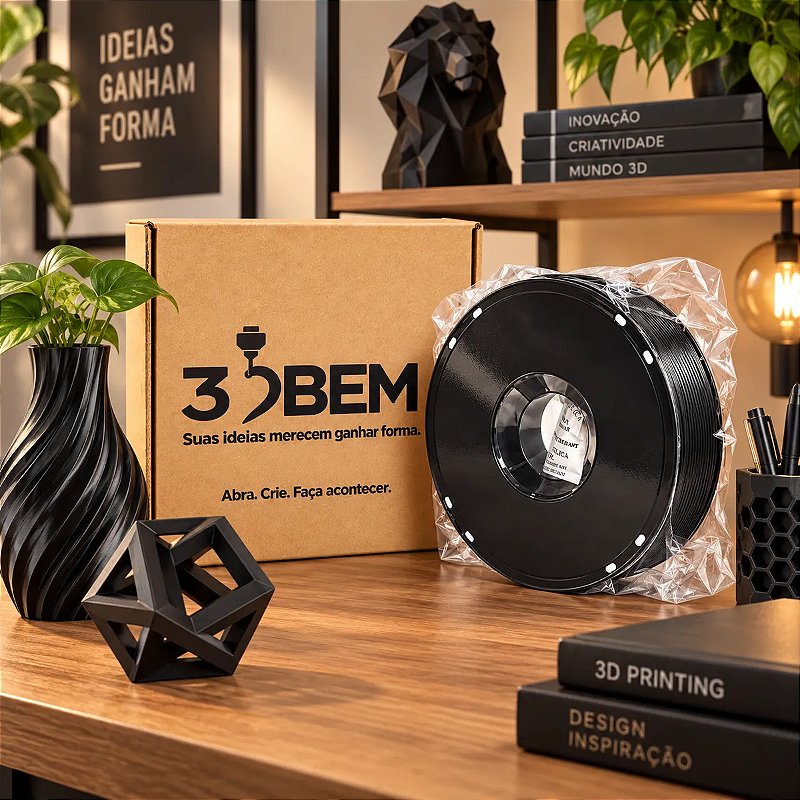 Kit 2 Filamentos PETG Preto 3DBem 1kg 1,75mm (2kg)