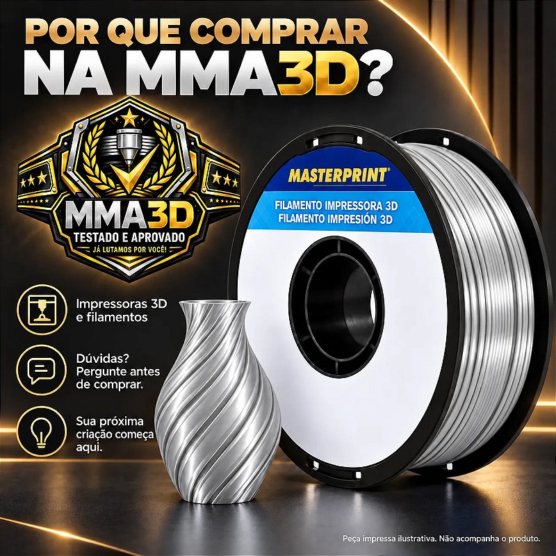 Filamento PLA Silk Prata Masterprint 1kg 1,75mm