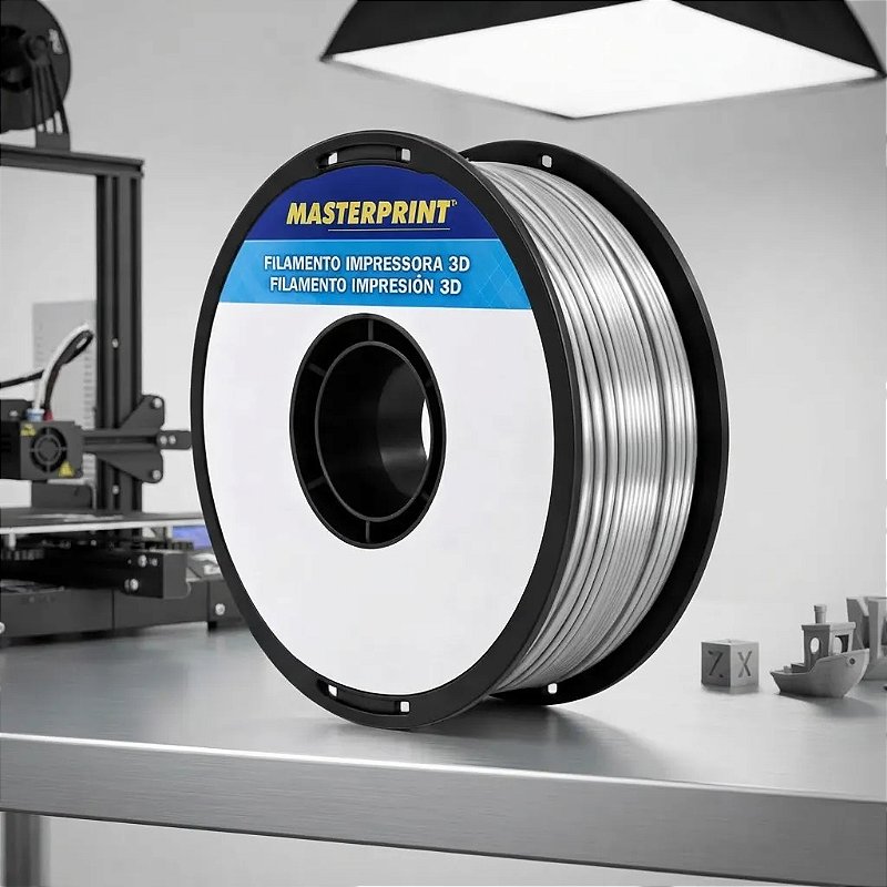 Filamento PLA Silk Prata Masterprint 1kg 1,75mm
