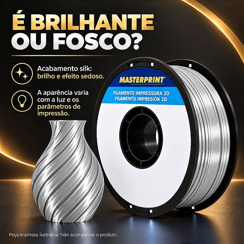 Filamento PLA Silk Prata Masterprint 1kg 1,75mm