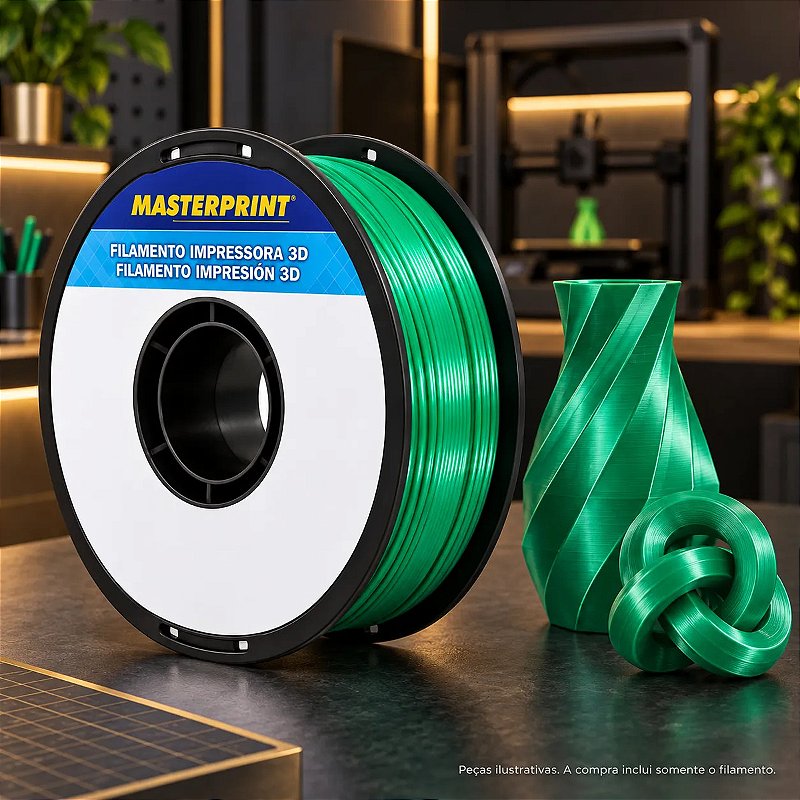 Filamento PLA Silk Verde Masterprint 1kg 1,75mm
