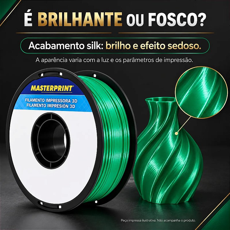 Filamento PLA Silk Verde Masterprint 1kg 1,75mm