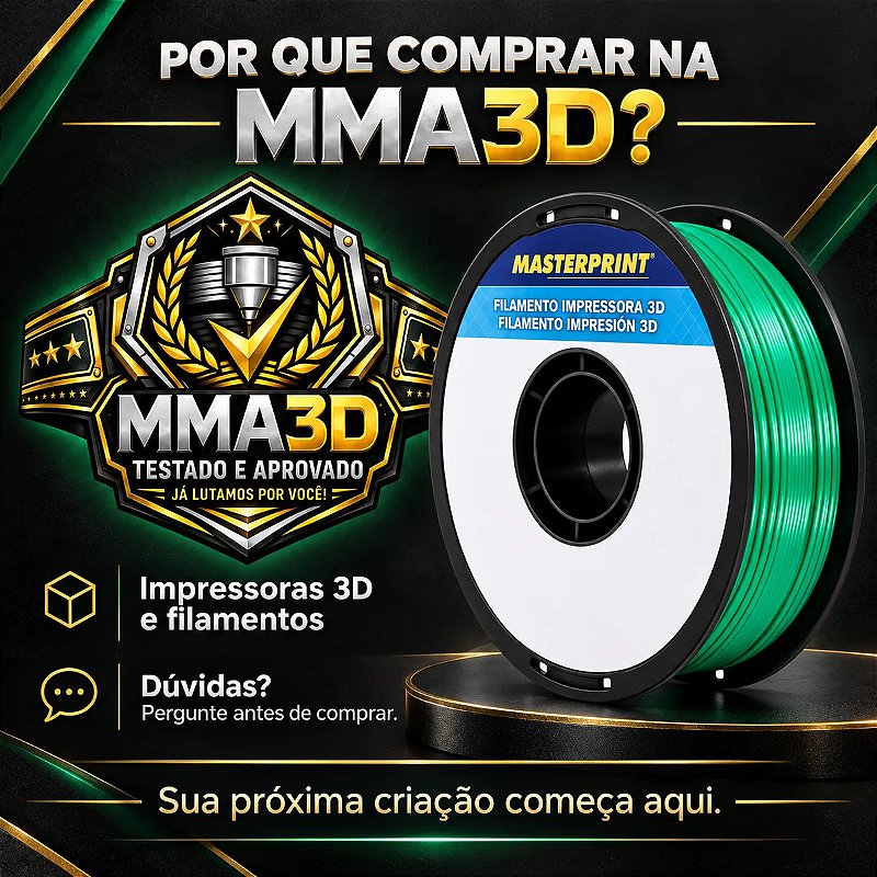 Filamento PLA Silk Verde Masterprint 1kg 1,75mm