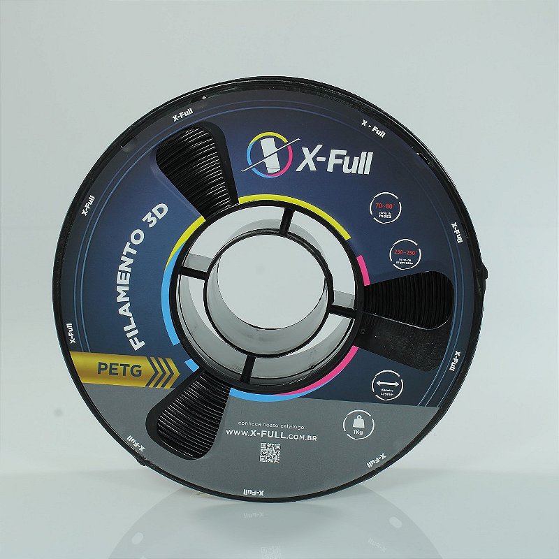 Filamento PETG X-Full Preto 1kg 1,75mm para Impressora 3D
