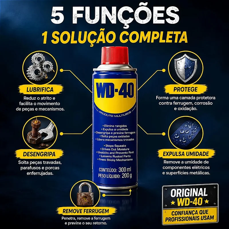 Kit 3 Wd40 Spray Produto Multiuso Lubrifica Desengripante 300ml
