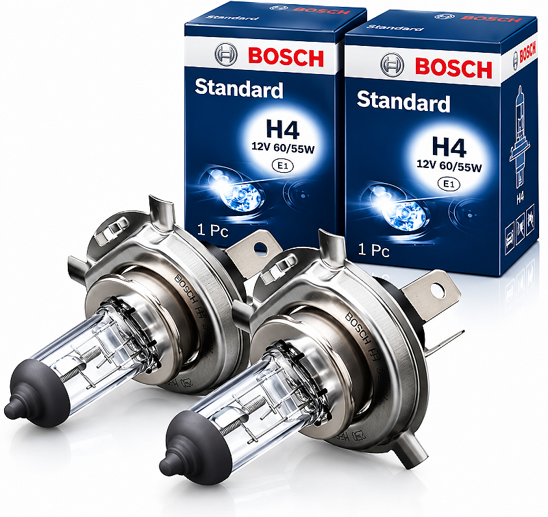 Kit 2 Lâmpadas H4 Farol Alto e Baixo Bosch Standard 12V 60/55W