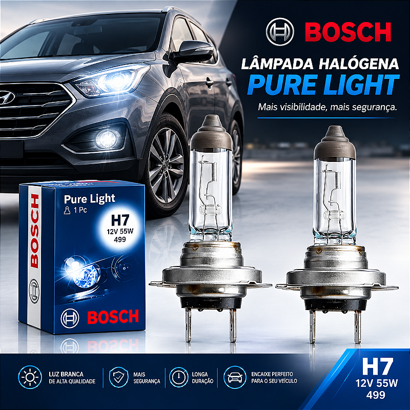 Kit 2 Lâmpada H7 12V 55W Pure Light Bosch Original