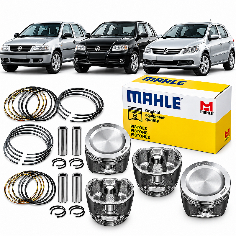 Kit Pistão e Anéis 0,50 VW Fox Gol G3 G4 G5 1.0 8V Flex EA111