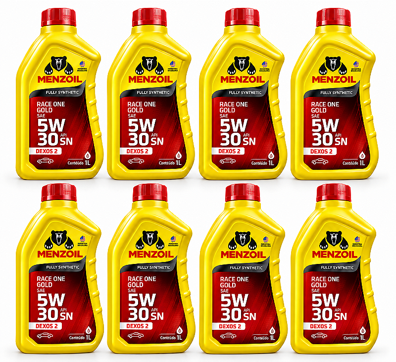 Kit 8 Litros Óleo Motor 100% Sintético Race One SUV 5W30 Dexos 2 Menzoil
