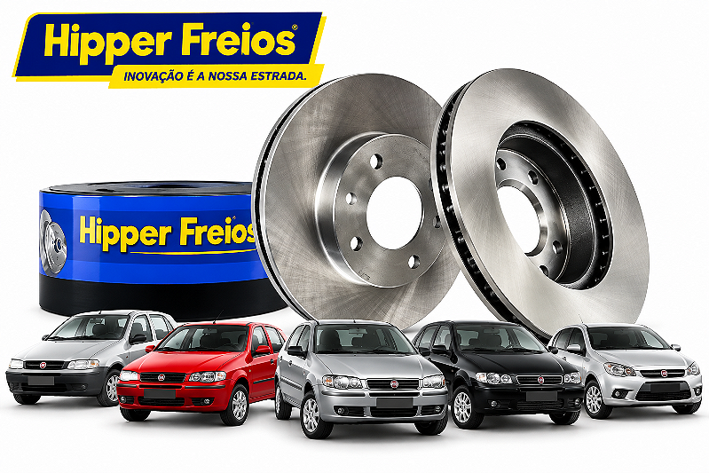 Par de Disco Freio Dianteiro Ventilado Fiat Palio 1.0 1998 a 2017 Hipper Freios