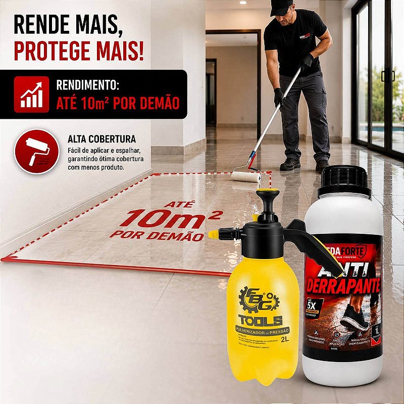 Kit Antiderrapante Para Piso Veda Forte 1L + Pulverizador De Pressão 2L