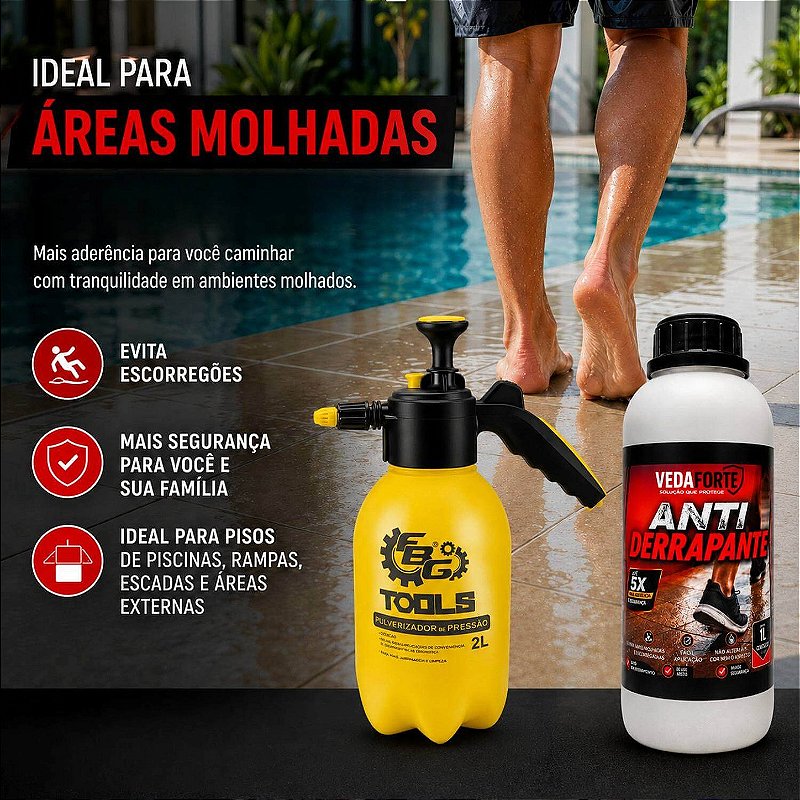 Kit Antiderrapante Para Piso Veda Forte 1L + Pulverizador De Pressão 2L