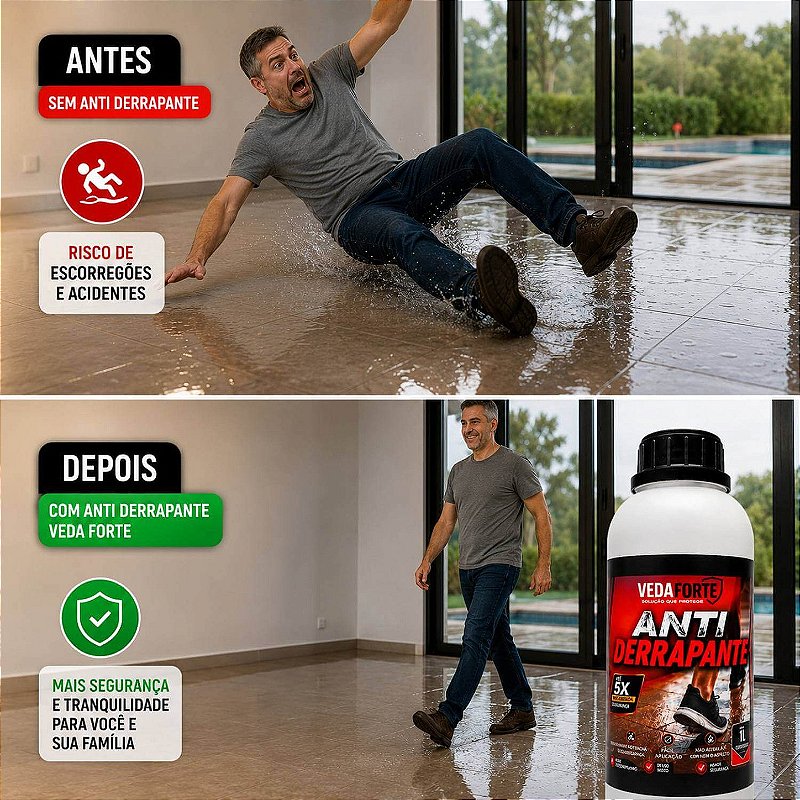 Kit Antiderrapante Para Piso Veda Forte 1L + Pulverizador De Pressão 2L