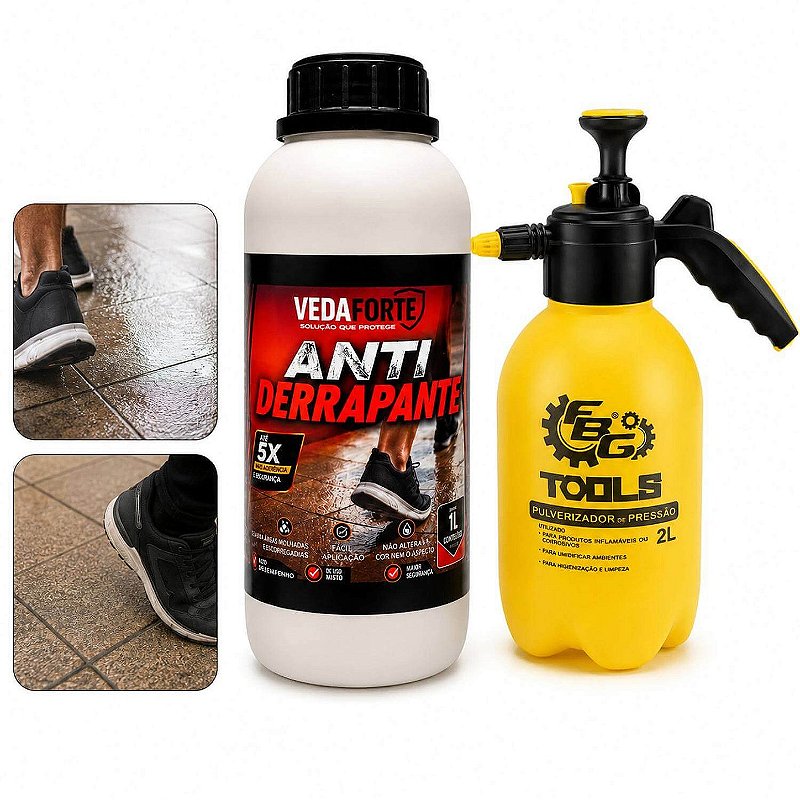 Kit Antiderrapante Para Piso Veda Forte 1L + Pulverizador De Pressão 2L