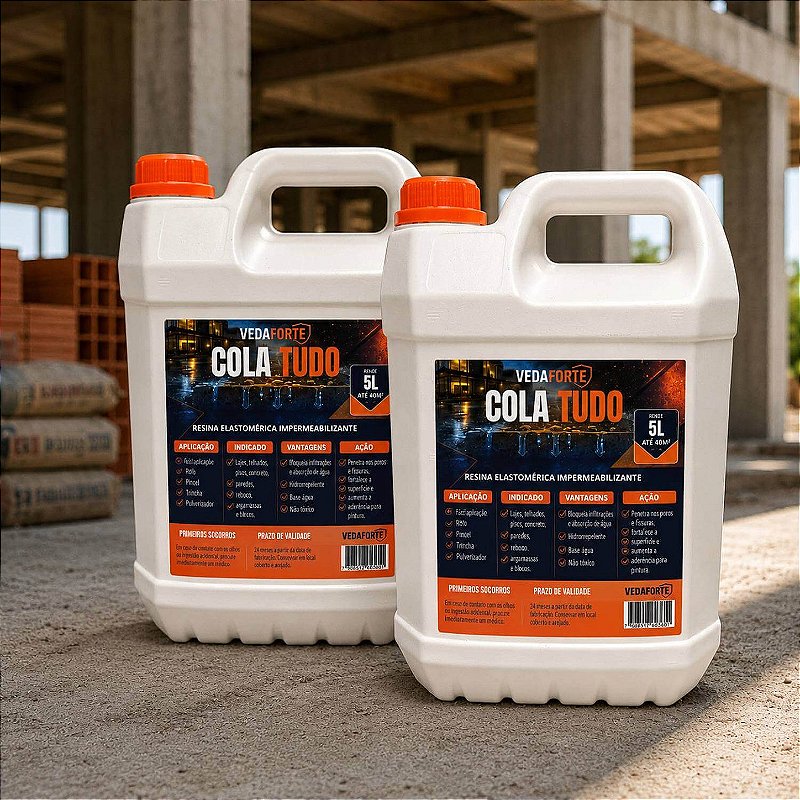 Kit 2 Cola Tudo Resina Elastomérica Impermeabilizante [5 Litros]