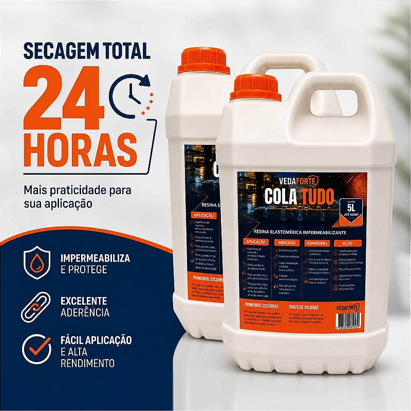 Kit 2 Cola Tudo Resina Elastomérica Impermeabilizante [5 Litros]