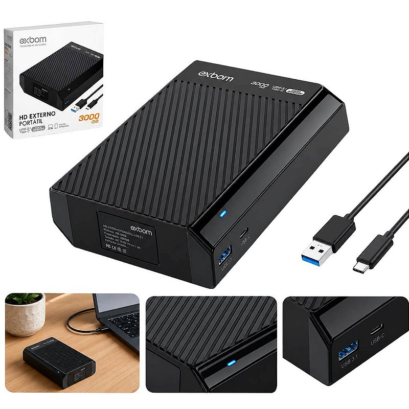 HD Externo Slimvault 3TB USB 3.1