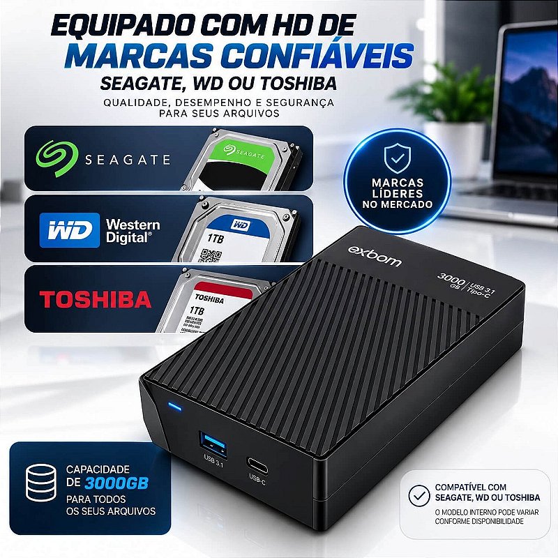HD Externo Slimvault 3TB USB 3.1