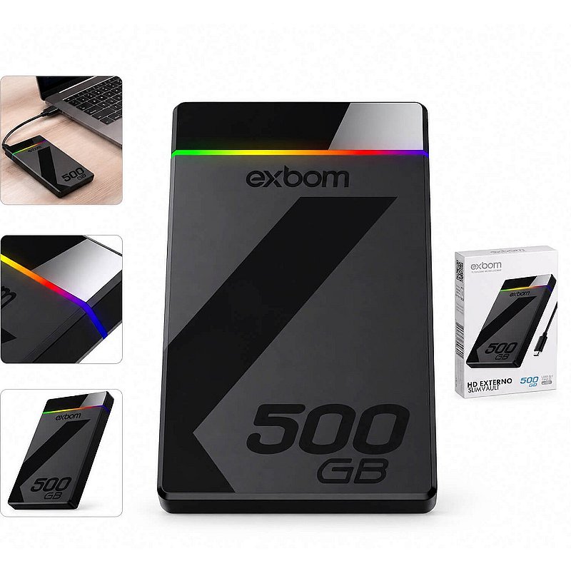 HD Externo Slimvault 500GB RGB USB 3.1
