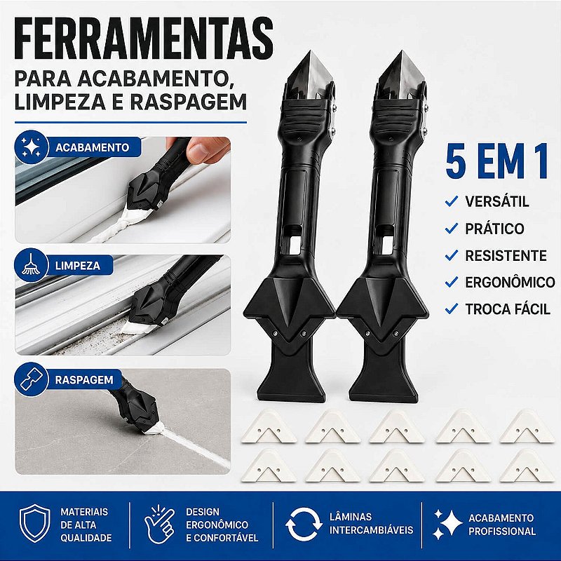 Kit 2 Espátula Removedora de Silicone e Rejunte 3 em 1