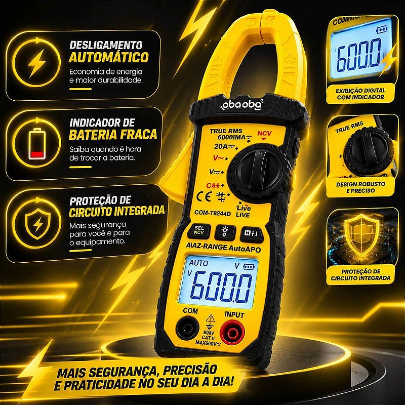 Alicate Amperímetro Multímetro Digital True RMS NCV Profissional