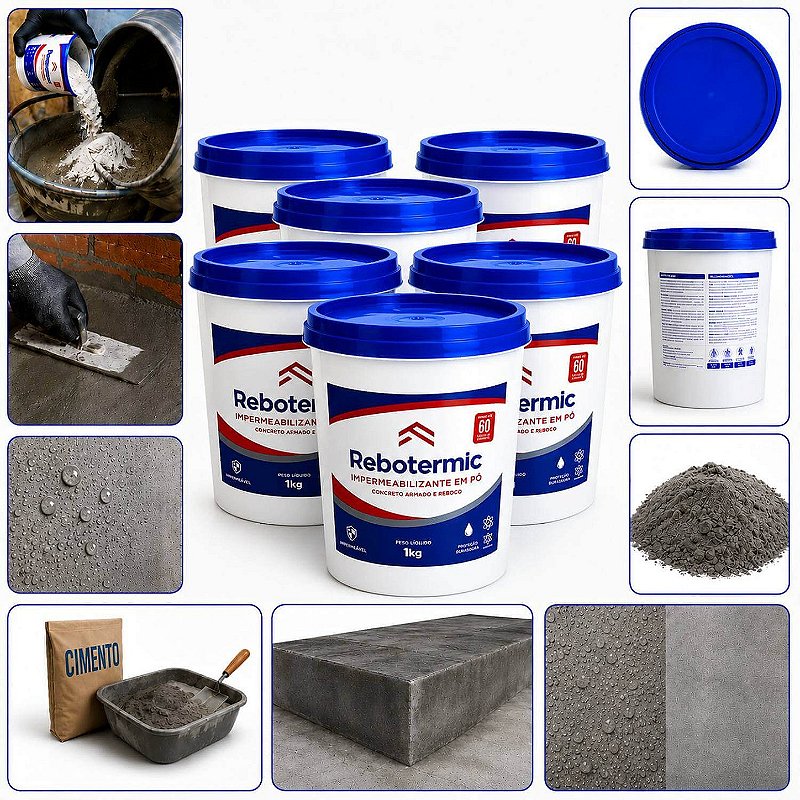 Kit 5 Rebotermic Impermeabilizante em Pó 1kg