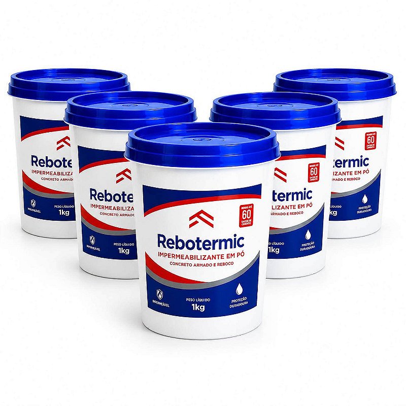 Kit 5 Rebotermic Impermeabilizante em Pó 1kg